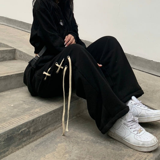Black Spicy Girl Pants Loose And Slim Straight