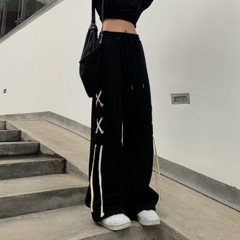 Black Spicy Girl Pants Loose And Slim Straight