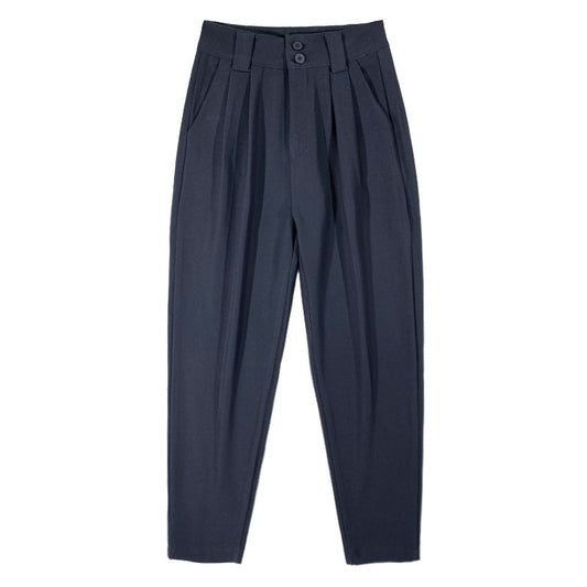 High-Waist Lightweight Carrot Suit Pants – Relaxed Modern Fit